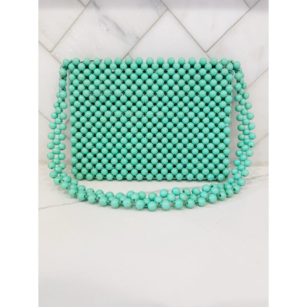 Vintage Lady Ellen Mint Green Beaded Clutch / Shoulder Bag